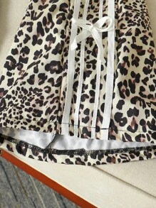 Sparklyn Tween Girls Wide Leg Geometric Print Long Pants With Pockets And Side Bow Details Leopard Pants Cheetah Print Pants Leopard Print Pants Tween Girl Leopard Set Fall Winter - Multicolor - View 6