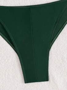 CoralVoy Men's Green Knitted Swim Briefs With Skinny Fit For Comfortable Poolside Wear - Green - View 4