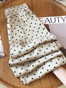 GlowEve 高腰波点缎面抽绳宽松垂坠直筒裤，适合度假、毕业典礼、音乐节、波西米亚风格腰带、独立日、休闲通勤 - 彩色 - 查看 3