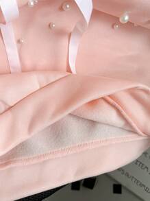 INAWLY Women Solid Color Round Beaded Drawstring Hoodie And Pants 2 Pieces Casual Set Fall Cloth For Women - Pink - View 3