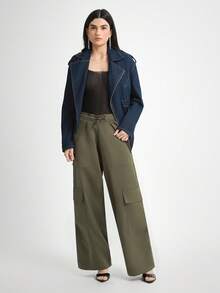 Daynim 女士休闲度假长袖牛仔夹克 - 深色水洗藍 - 查看 3