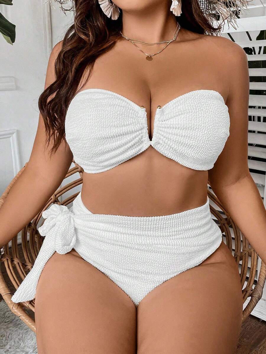 Swim SXY 大码纯色比基尼套装