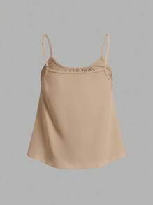 SHEIN EZwear 3 件套黑色豹纹卡其色女式可调节肩带宽松褶皱吊带背心，适合春夏季 - 彩色 - 查看 6