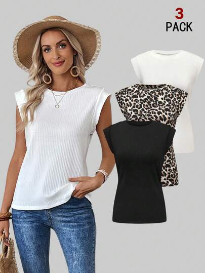 EMERY ROSE Camiseta casual de mujer de cuello redondo, mangas raglán y ajuste ceñido con costillas