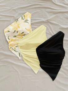 Soleia Set de 3 blusas casuales con estampado floral, adecuadas para el verano - Multicolor - Ver 3