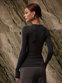 MOTF PREMIUM SUÉTER SLIM FIT DE LANA - Gris Oscuro - Ver 4