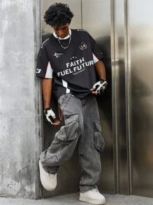 PAVTROS 男士简约图案印花圆领短袖T恤 - 彩色 - 查看 4