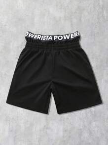ROMWE MEN Street Life Shorts esportivos masculinos com estampa de estrela e rosto gótico, Halloween - Preto - Ver 2
