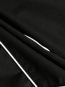 Manfinity Homme 男士条纹印花拉链休闲长袖夹克，黑色拉链夹克，男士拉链夹克，男士黑色拉链夹克，秋季 - 黑色 - 查看 5