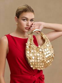 MOTF PREMIUM FASHION SEQUIN GOLD COLOR HANDBAG - Gold - View 8