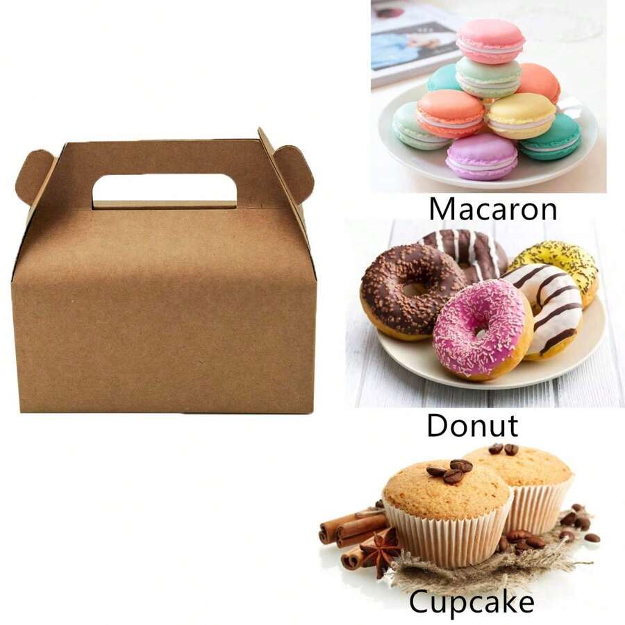 SHEIN Kraft Gable Boxes, Brown/White/Black Gable Boxes For Party Favor Birthday Wedding - Multicolor - View 1