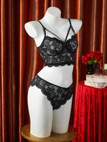 2件套女士优雅性感蕾丝内衣套装