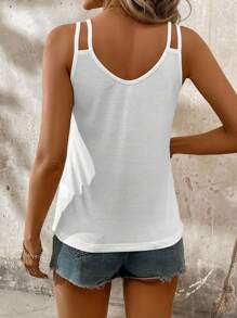 SHEIN LUNE Camiseta sin mangas casual de mujer con cuello en V y holgada, con tirantes ajustables, estampado de corazón, adecuada para el verano