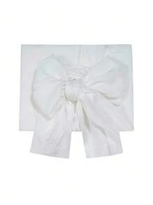 Irokai Summer Elegant Solid Color Bow Belted Robe Kimono Yukata - White - View 1