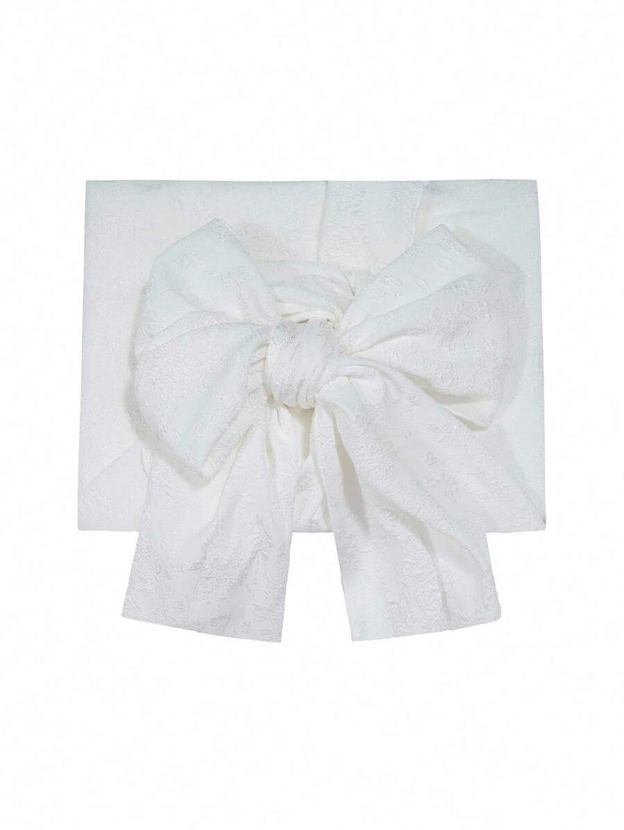 Irokai Summer Elegant Solid Color Bow Belted Robe Kimono Yukata - White - View 1