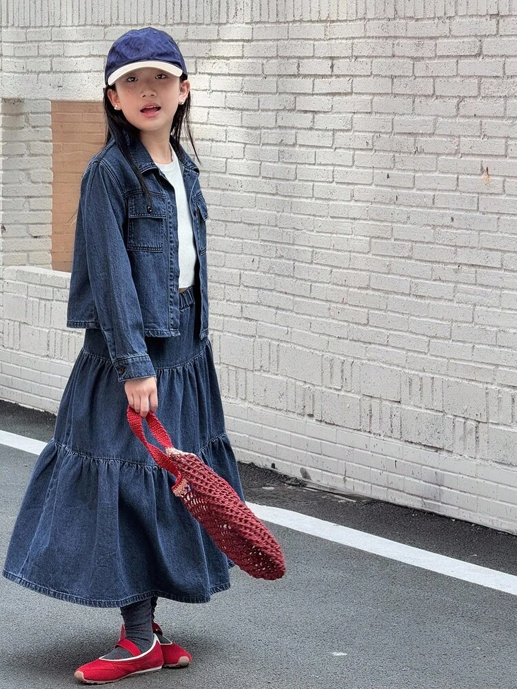 Tween Girls Daily Casual Denim Set