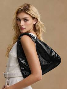 MOTF PREMIUM IRONMONGERY PU LEATHER TOP HANDLE BAG - Black - View 1