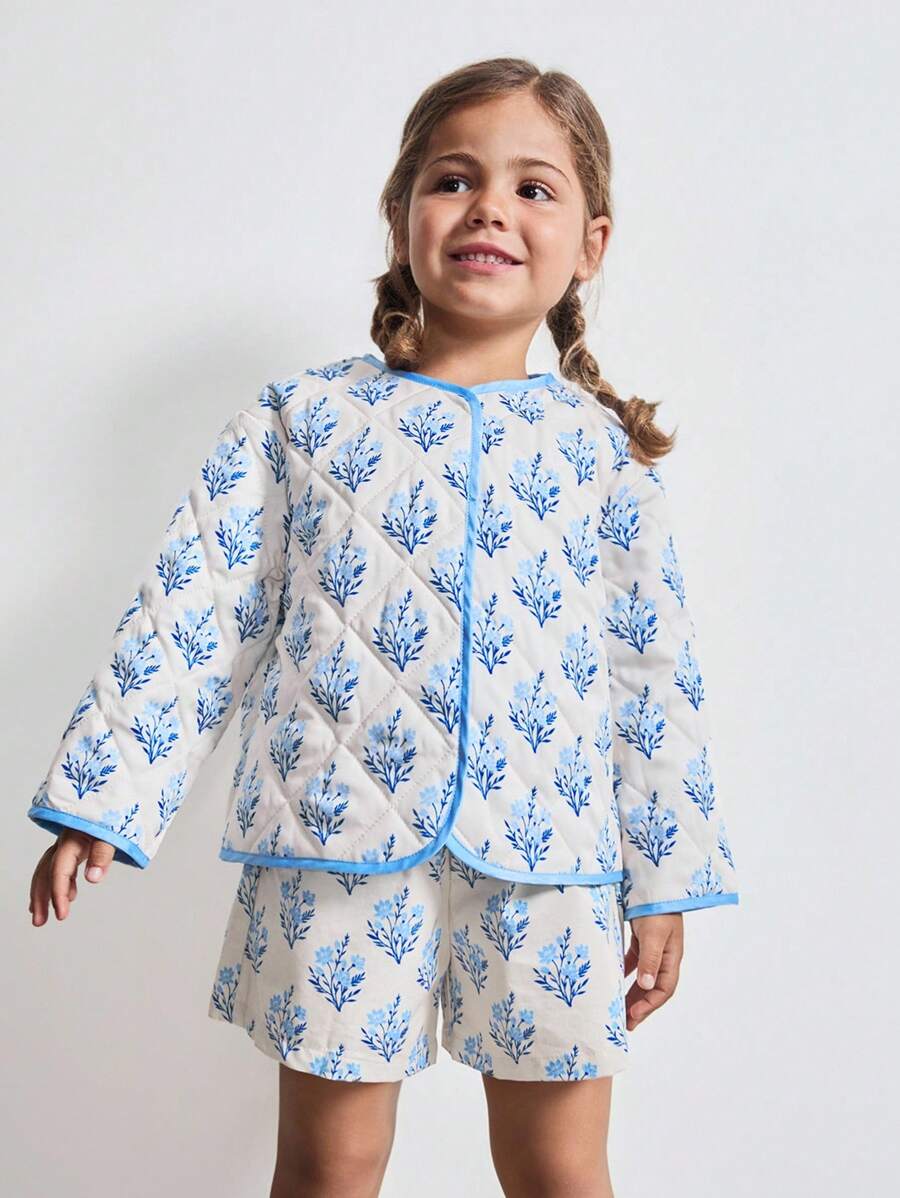 Maija Kids Maija Kids Young Girls Printed Quilted Round Neck Winter Coat Fall - Multicolor - View 1