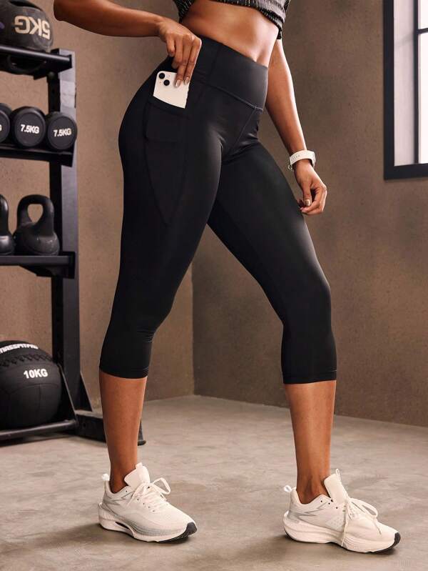 Powerista Mallas deportivas de cintura ancha con bolsillo para teléfono, pantalones de yoga para mujer