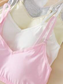 4pcs Baju Terusan Anak Perempuan Warna Polos Lucu dengan Hiasan Renda, Bahan Katun Lembut Nyaman, Model Pendek dengan Bantalan, Cocok untuk Pakaian Kasual, Kembali ke Sekolah - MultiWarna - View 7