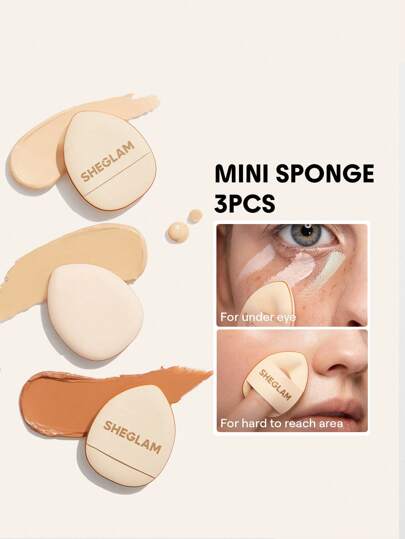 SHEGLAM Magic Finger Mini Sponge 3 Pcs/Set Mini Makeup Puff Concealer Blending Sponge Soft Beauty Makeup Tool Brand Beauty Makeup Face Paint Cosmetic For Women Girls Perfect For Winter Ideal For Y2K Fancy Fashion Suitable For Birthday Gift Party Ready Best Color