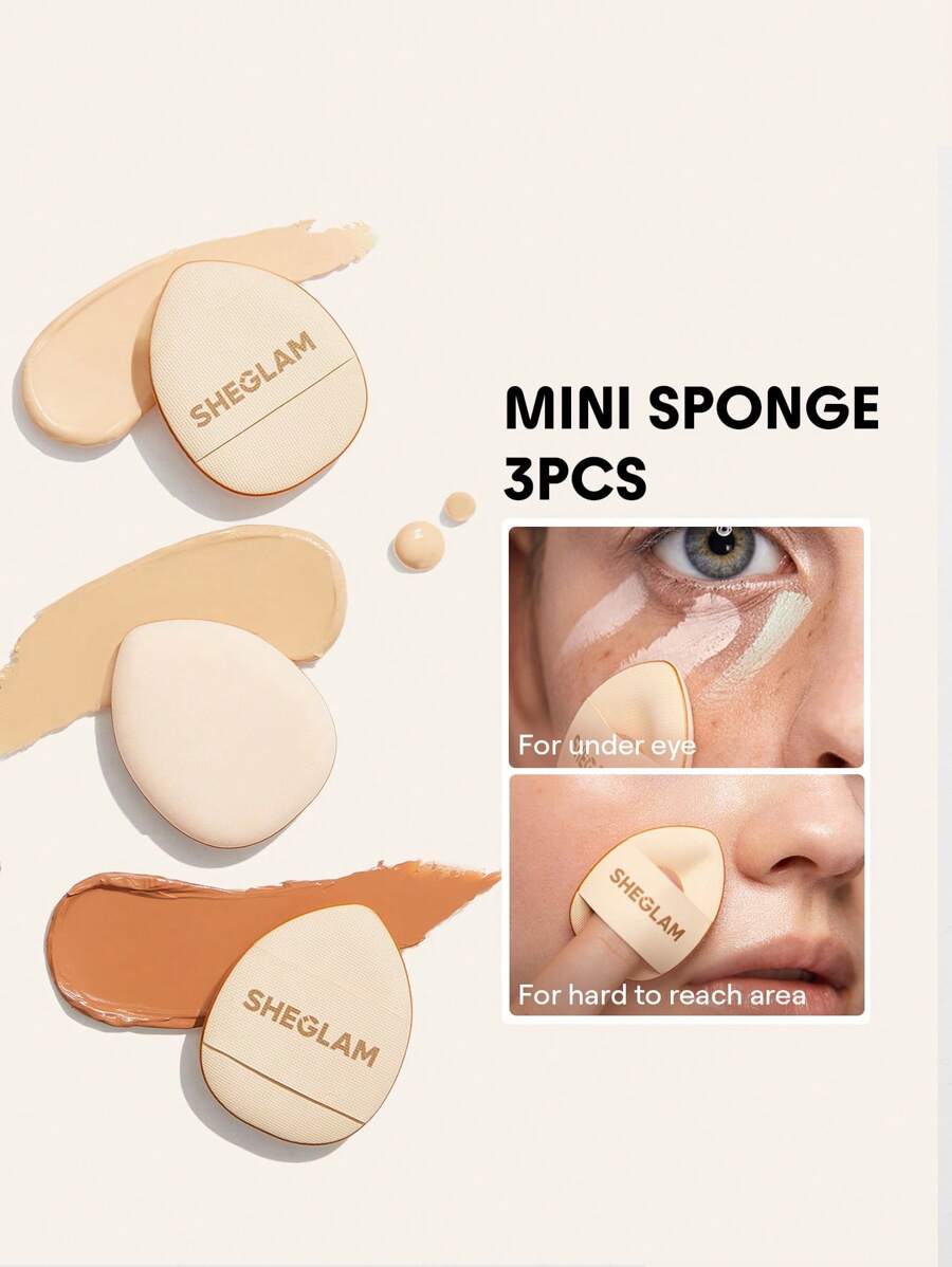 SHEGLAM Magic Finger Mini Sponge 3 Pcs/Set Mini Makeup Puff Concealer Blending Sponge Soft Beauty Makeup Tool Brand Beauty Makeup Face Paint Cosmetic For Women Girls Perfect For Winter Spring Ideal For Y2K Fancy Fashion Suitable For Birthday Gift Party Ready Best Color - Beige - View 1