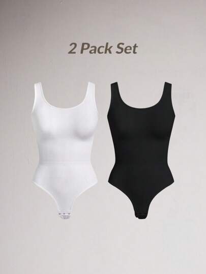 SHEIN 2 件装女士时尚连体衣，适合夏季内衣外穿