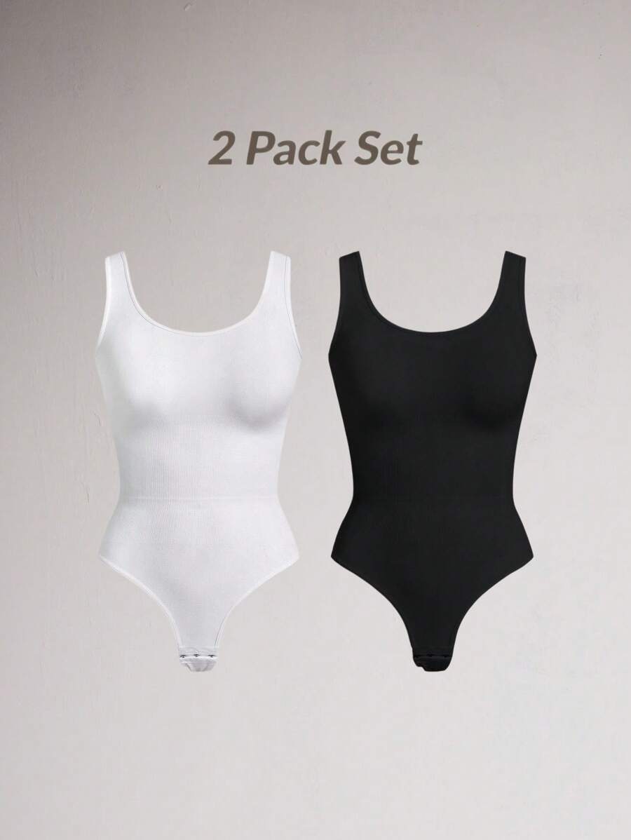 SHEIN 2 件装女士时尚连体衣，适合夏季内衣外穿 - 彩色 - 查看 1