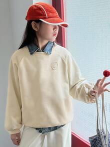 DAZY Tween Mädchen Pullover mit Rundhalsausschnitt und Thermofutter, Herbst - Aprikosenfarben - Übersicht 4