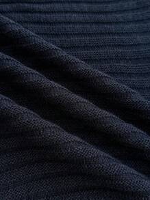 SHEIN Unity New Tassel Sexy Waist-Cinching Tie Neck Bow Mini Knit Dress, Elegant Commuting Fashion - Navy Blue - View 5