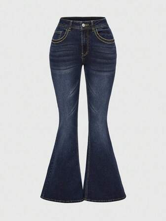Grunge Punk Jeans de mujer con efecto desgastado y lavado vintage, con corte skinny y campana, ideales para verano, Pascua, conciertos, Nashville, vacaciones