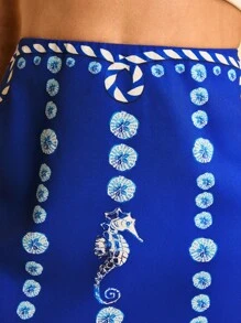 CAJUNI Tropical Ocean Element Graphic Print Casual Vacation Low Waist Shorts & Skirt - Multicolor - View 6