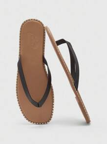 CUCCOO BIZCHIC Summer Casual Versatile Metal Edged Black Flip Flops