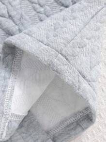 SHEIN 浅灰色男婴连帽长袖外套，绗缝设计，舒适保暖，适合秋冬季日常穿着。 - 灰色 - 查看 4