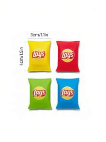 Lay's X SHEIN 4 件薯片形冰箱贴，冰箱贴的绝佳装饰，适用于厨房和办公室白板 - 彩色 - 查看 3