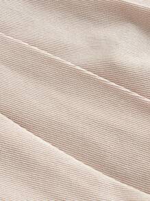 SHEIN MOD 女式复古杏色灯芯绒褶皱低腰迷你裙 - 杏色 - 查看 4