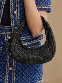 MOTF PREMIUM WOMEN SOLID COLOR WOVEN CHIC COMMUTER SHOULDER BAG