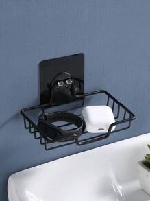 不锈钢皂架壁挂式免打孔卫生间皂盒可沥水皂架。 - 黑色 - 查看 3