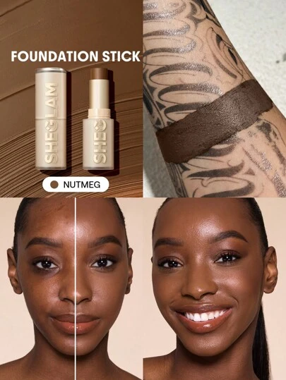 SHEGLAM Skin Magnet High Coverage Foundation Stick-Nutmeg Long-Lasting Poreless Flawless Easy To Use Full Coverage Foundation Stick For All Skin Type Non-Fading Sweat-Proof Weightless Cruelty-Fre Smooth Natural Skin-Like Finish Breathable Foundation Stick Gentle Formula Foundation Makeup Brand Beauty Makeup Face Paint Cosmetic For Women Girls Perfect For Winter Spring Ideal For Y2K Fancy Fashion Suitable For Birthday Gift Party Ready Best Color