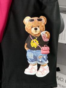 INAWLY 女士泰迪熊印花上衣和短褲套裝