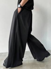 Claim Dot Quần váy 2 trong 1 Manfinity Hypemode Niche Design, quần ống rộng dáng suông kiểu Nhật màu tối dành cho nam, thích hợp cho mùa thu đông, quà tặng bạn trai, quà Giáng sinh. - màu đen - Xem 4