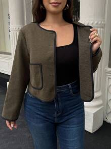 Plus Size Jackets - Army Green - View 7