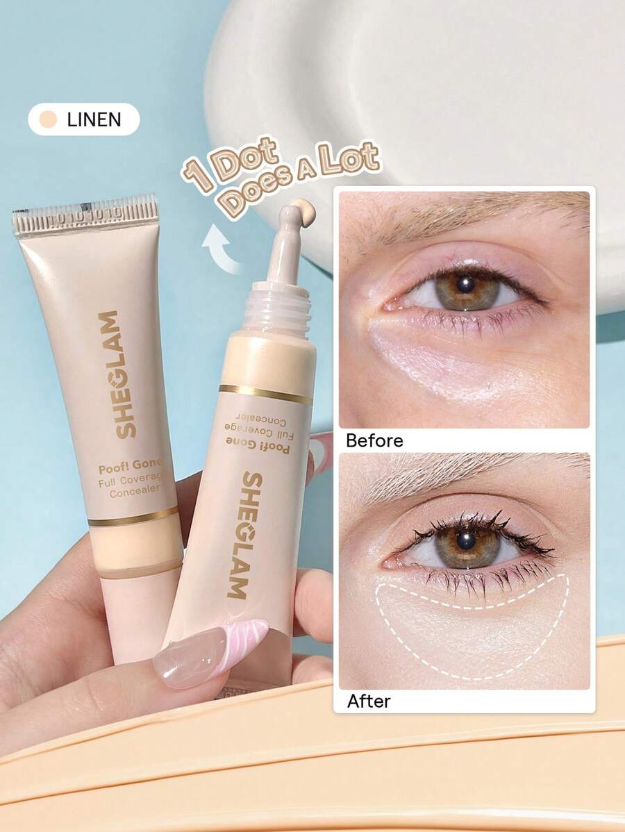 SHEGLAM Poof! Gone 全遮蓋遮瑕膏 品牌 美容 化妝 化妝品 適合女性與女孩 完美搭配冬季 Y2K 時尚 流行 生日禮物 假期 派對準備就緒 最佳顏色 - 亚麻 - 查看 1