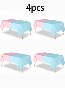 1pc/2pcs/4pcs Disposable Gender Reveal Party Supplies Plastic Gender Reveal Tablecloths Waterproof Pink And Blue Tablecloth For Birthday Shower Party Decorations - Multicolor - View 6
