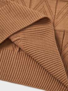 EURMUSE Men Rib Knit Geometrical Pattern Crew Neck Regular Sweater - Camel - View 6