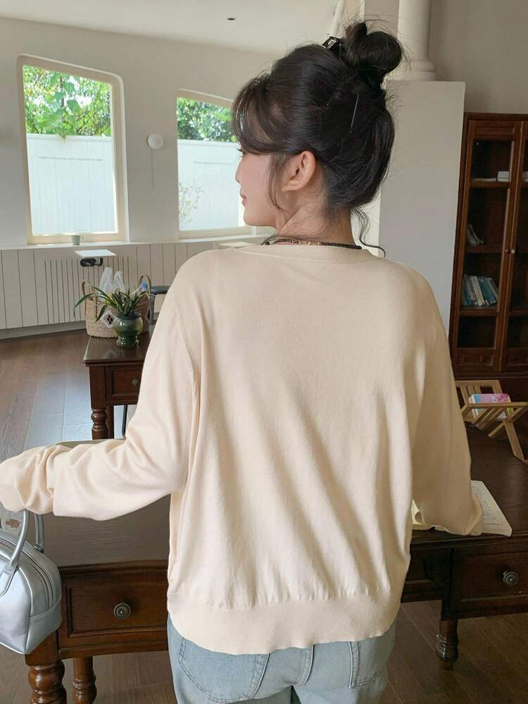 Dazy Plus Plus Size Women's Loose Fit Bear Jacquard Long Sleeve Cardigan Sweater,Fall Women Clothes Jacket