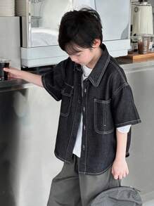 Dazy Kids Plus Size Boys' Loose Casual Denim Jacket