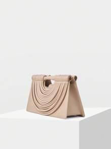 MOTF PREMIUM PU LEATHER DRAPED TOP HANDLE BAG - Khaki - View 3