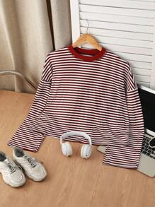 INAWLY 女士休闲条纹衬衫 - 紅白色 - 查看 3