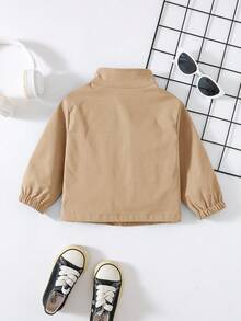 男童/女童时尚纯色休闲拉链长袖夹克